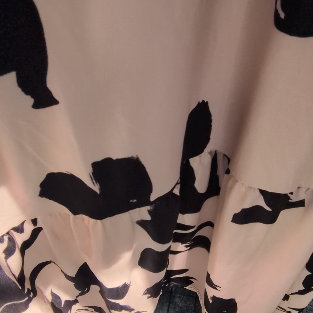 Chic black and Ivory‎ floral colorblock Maxi dress soft knit top belted waist - Picture 5 of 7